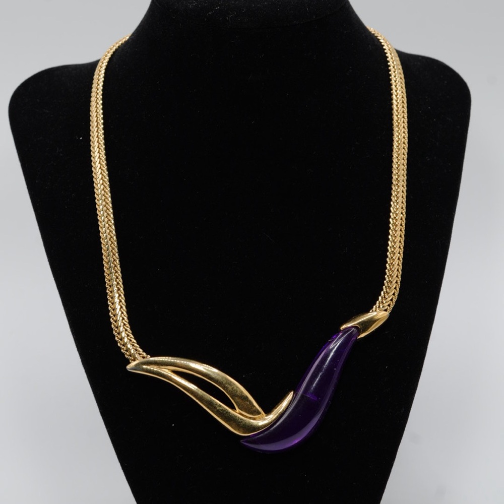 Vintage Park Lane Royal Purple & Goldtone Statement Necklace